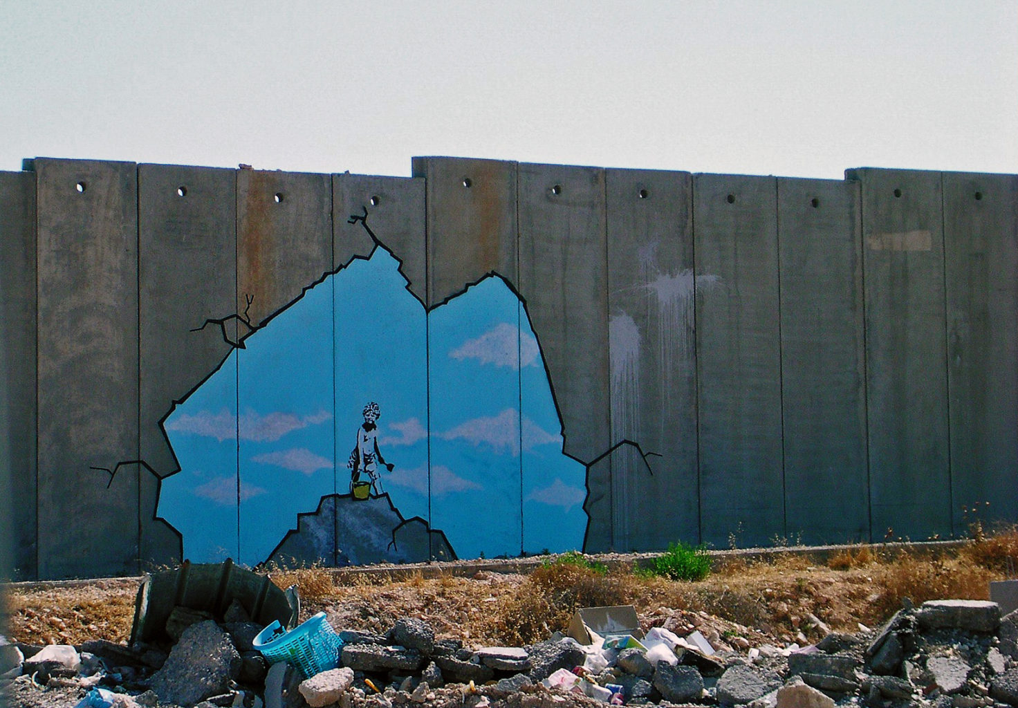 Peinture de Banksy pour la liberté sur le mur israëlo-palestinien
